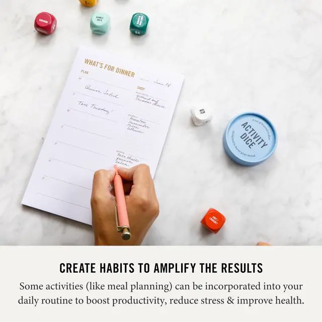 Alt view image 6 of 7 - Mood-Boosting Activity Dice Set of 9 Dice | 54 Screen-free Activities Mindfulness & Wellness Gift for Adults, Teens, & Employees Therapy Office Must Haves