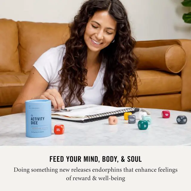 Alt view image 7 of 7 - Mood-Boosting Activity Dice Set of 9 Dice | 54 Screen-free Activities Mindfulness & Wellness Gift for Adults, Teens, & Employees Therapy Office Must Haves