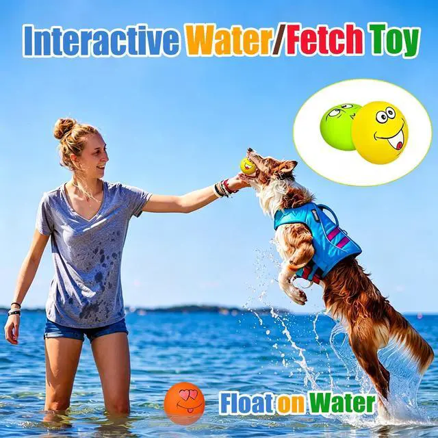 Alt view image 7 of 7 - Latex Squeaky Dog Toys for Small Dogs, Mini Breed, 2.2" Flat Ball | 2.2"x2.2"x1.3" Flat Squeaky Balls 6pcs, Soft Small Dog Toys Chewing Squeak Toy, Smile Face Fetch Puppy Pet Toy with Squeaker