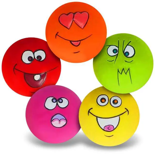 Main image of Dog Toy,Squeaky Dog Toys Chewing Durable Teething Latex Rubber Soft Interactive Fetch Play Dog Balls with Funny Face for Puppy Small Medium Pet Dog (5PCS)