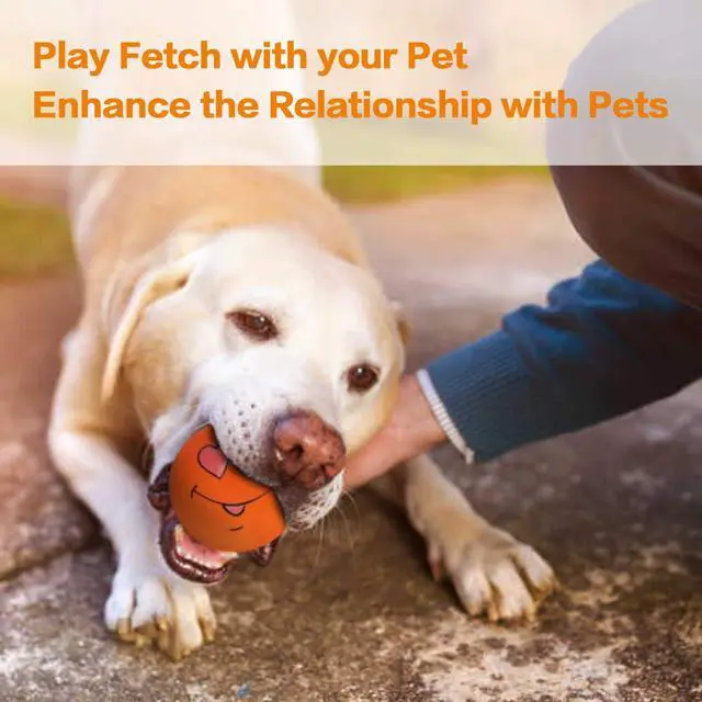 Alt view image 6 of 7 - Dog Toy,Squeaky Dog Toys Chewing Durable Teething Latex Rubber Soft Interactive Fetch Play Dog Balls with Funny Face for Puppy Small Medium Pet Dog (5PCS)