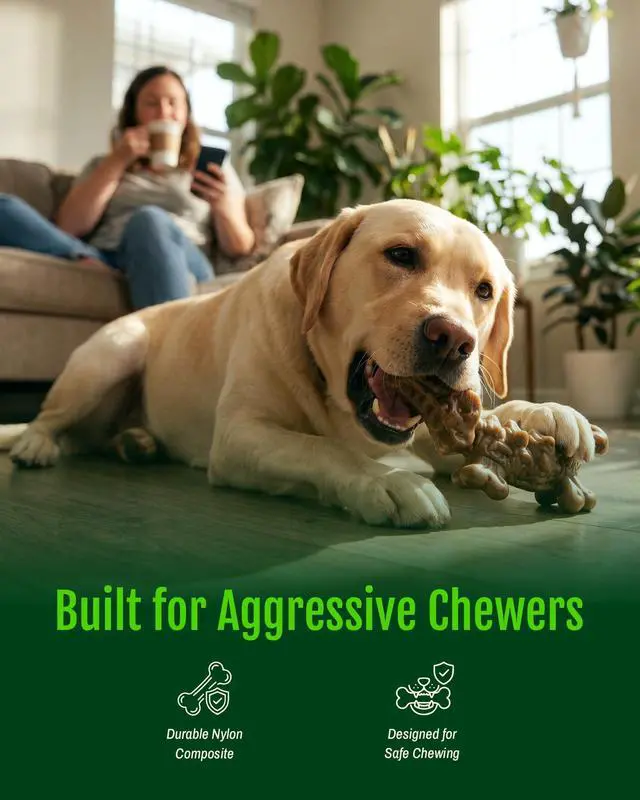 Alt view image 2 of 7 - 3-Pack Dog Toys for Aggressive Chewers 25-90 lbs,Bacon Flavored | Tough Dog Toys for Medium Large Breeds, Hard Nylon Dog Chew Bones, Durable Dog Toys, Long Lasting Chewing Fun, Teeth Cleaning