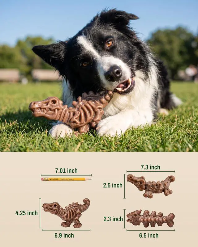 Alt view image 3 of 7 - 3-Pack Dog Toys for Aggressive Chewers 25-90 lbs,Bacon Flavored | Tough Dog Toys for Medium Large Breeds, Hard Nylon Dog Chew Bones, Durable Dog Toys, Long Lasting Chewing Fun, Teeth Cleaning