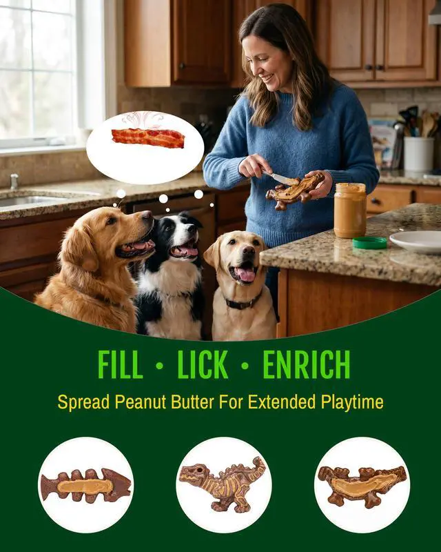 Alt view image 7 of 7 - 3-Pack Dog Toys for Aggressive Chewers 25-90 lbs,Bacon Flavored | Tough Dog Toys for Medium Large Breeds, Hard Nylon Dog Chew Bones, Durable Dog Toys, Long Lasting Chewing Fun, Teeth Cleaning