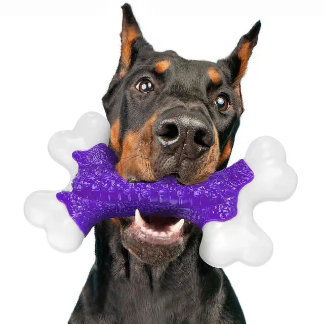Main image of Indestructible Dog Toys for Aggressive Chewers: Bacon Flavored Hard Nylon Bone Chew Toys, Tough Dog Chew Toys for Large Dogs, Dog Toys to Keep Them Busy for Medium Large Breed, Purple