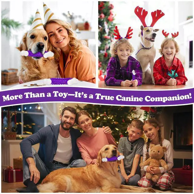 Alt view image 7 of 7 - Indestructible Dog Toys for Aggressive Chewers: Bacon Flavored Hard Nylon Bone Chew Toys, Tough Dog Chew Toys for Large Dogs, Dog Toys to Keep Them Busy for Medium Large Breed, Purple