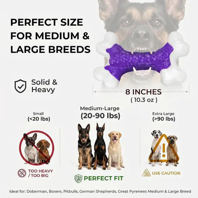 Alt view image 4 of 7 - Indestructible Dog Toys for Aggressive Chewers: Bacon Flavored Hard Nylon Bone Chew Toys, Tough Dog Chew Toys for Large Dogs, Dog Toys to Keep Them Busy for Medium Large Breed, Purple