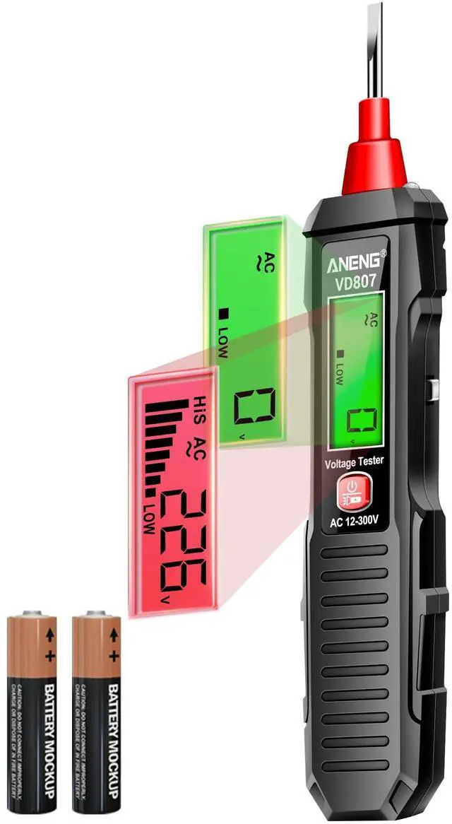 Main image of Non Contact Voltage Tester Pen,AC Voltage,LCD Light Bulb Tester Tools | Electrical Tester with LCD Display,Flashlight,Pocket-Sized Pen Detector, Buzzer Alarm,Wire Breakpoint Finder Black