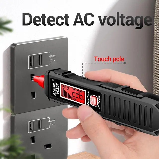 Alt view image 4 of 7 - Non Contact Voltage Tester Pen,AC Voltage,LCD Light Bulb Tester Tools | Electrical Tester with LCD Display,Flashlight,Pocket-Sized Pen Detector, Buzzer Alarm,Wire Breakpoint Finder Black