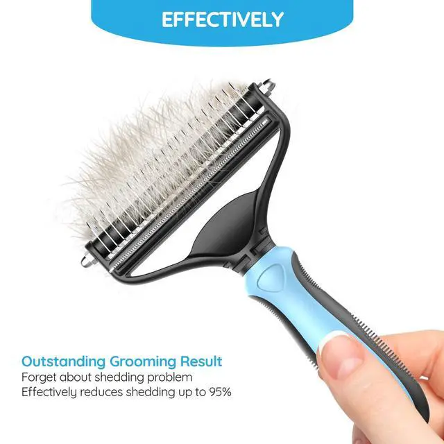 Alt view image 4 of 6 - Dog Brush and Cat Brush 2 Sided Pet Grooming Tool for Deshedding, Mats & Tangles Removing No More Nasty Shedding and Flying Hair