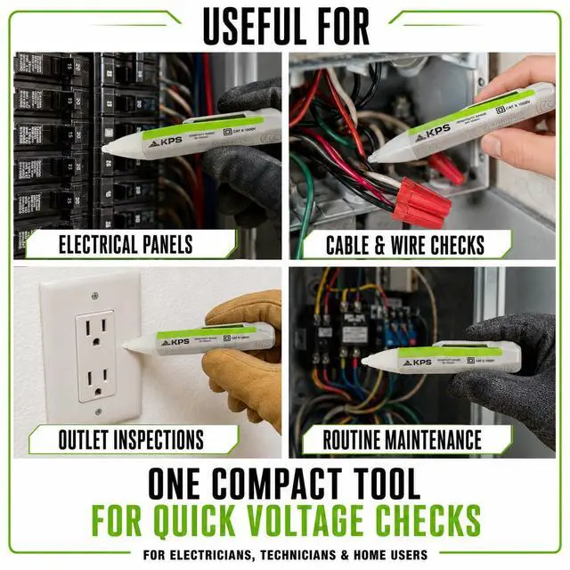 Alt view image 5 of 7 - -DT10 Non-Contact Voltage Detector, 90-1000V AC, CAT II 1000V | Detect AC voltage without contact using clear LED and audible alerts.