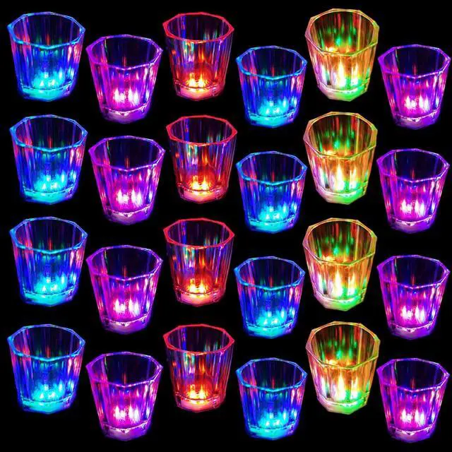 Main image of 24 Light Up Shot Glasses for Adults 21th Birthday Party Accessories | Glow in the Dark Party Cups Decorations for Birthday Wedding Bachelorette Parties Favors Decorations with LED Color Flash