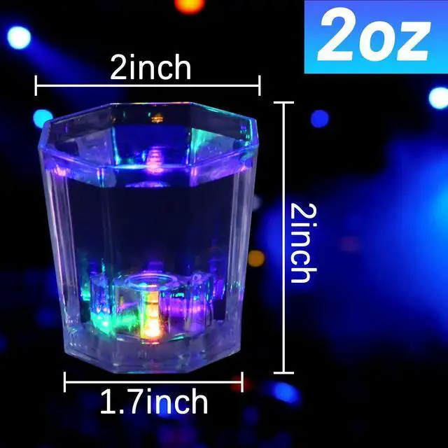 Alt view image 4 of 5 - 24 Light Up Shot Glasses for Adults 21th Birthday Party Accessories | Glow in the Dark Party Cups Decorations for Birthday Wedding Bachelorette Parties Favors Decorations with LED Color Flash