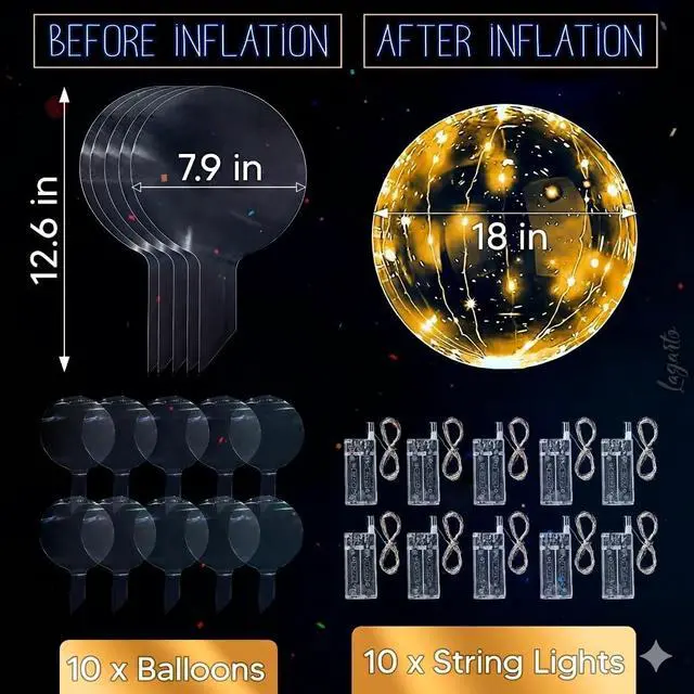 Alt view image 4 of 7 - 10 Pcs LED Balloons Light Up Balloons, 18 In Clear, String Lights | Reusable Clear LED Balloon Lights; Individual Switch; Glow in the Dark Wedding, Anniversary & Birthday Party Decorations