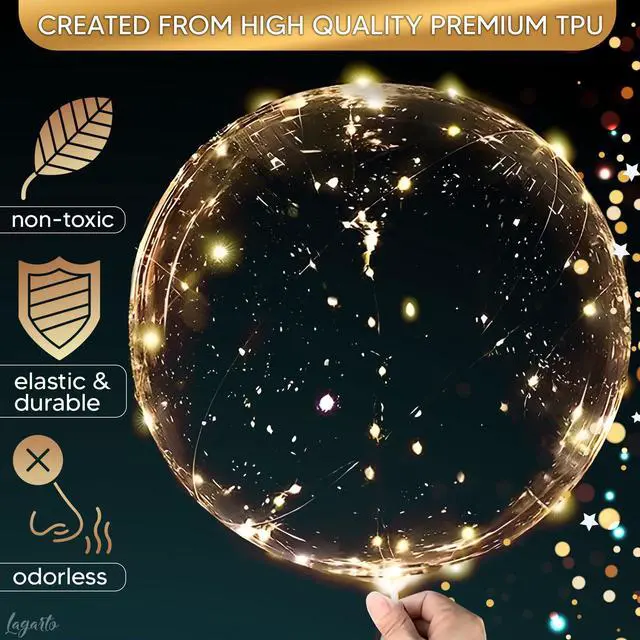 Alt view image 3 of 7 - 10 Pcs LED Balloons Light Up Balloons, 18 In Clear, String Lights | Reusable Clear LED Balloon Lights; Individual Switch; Glow in the Dark Wedding, Anniversary & Birthday Party Decorations