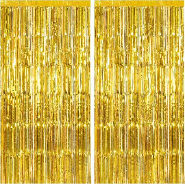 Main image of 2 Pack Gold Backdrop Birthday Decorations Foil Curtain Backdrop Gold Streamers Dance Party Decorations Photo Booth Props for Bachelorette Decorations Christmas Halloween New Years Eve Party Supplies