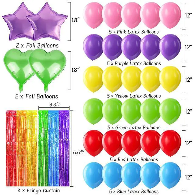 Alt view image 3 of 7 - Colorful Birthday Party Decorations Rainbow Happy Birthday Banner Honeycomb Balls Fringe Curtain Foil Balloons Hanging Swirls Cake Topper Tablecloth Party Supplies for Girls Boys Kids Women Men
