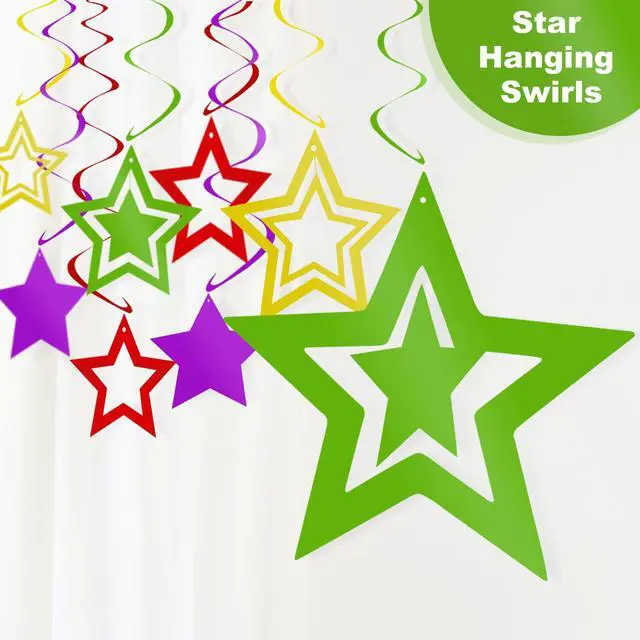 Alt view image 4 of 7 - Colorful Birthday Party Decorations Rainbow Happy Birthday Banner Honeycomb Balls Fringe Curtain Foil Balloons Hanging Swirls Cake Topper Tablecloth Party Supplies for Girls Boys Kids Women Men