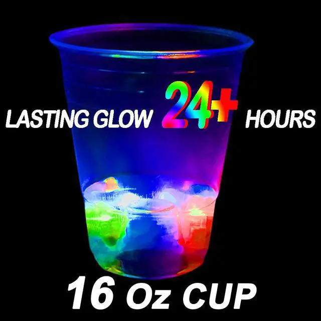 Alt view image 2 of 4 - 40 Pcs Glowing Party Cups, 16oz Plastic Light Up Cups with Flashing Color LED Lights for House Parties Birthdays Concerts Weddings BBQ Beach DJ Holidays