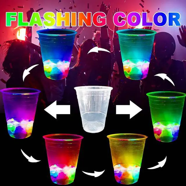 Alt view image 4 of 4 - 40 Pcs Glowing Party Cups, 16oz Plastic Light Up Cups with Flashing Color LED Lights for House Parties Birthdays Concerts Weddings BBQ Beach DJ Holidays