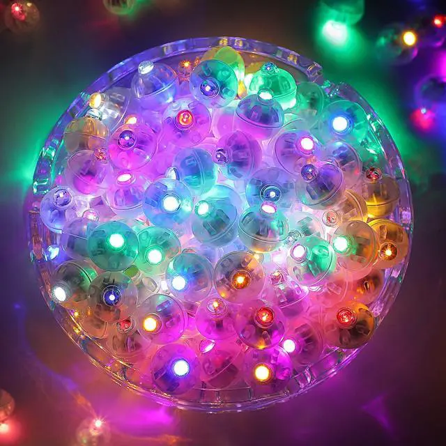 Main image of 100PCs Colorful Balloon Lights Mini, Battery Powered, Long Standby Time Waterproof Tiny Led Round Flash Light for Paper Lantern Balloon Party Easter Eggs Wedding Christmas Halloween Decorations