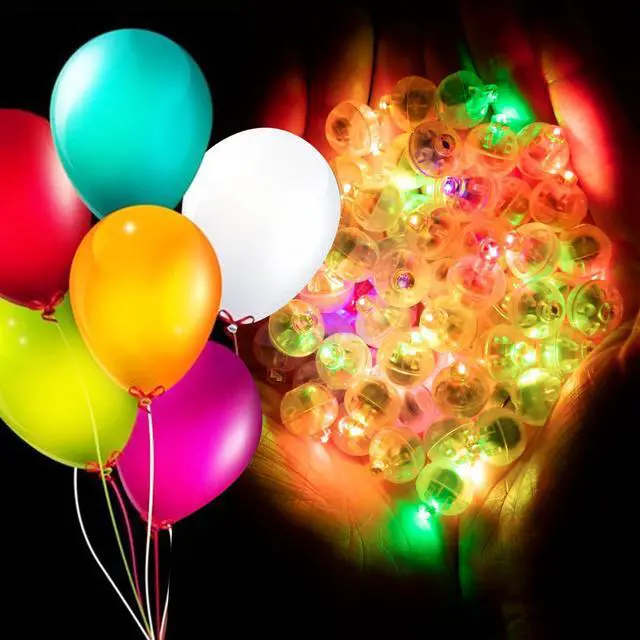 Alt view image 2 of 7 - 100PCs Colorful Balloon Lights Mini, Battery Powered, Long Standby Time Waterproof Tiny Led Round Flash Light for Paper Lantern Balloon Party Easter Eggs Wedding Christmas Halloween Decorations