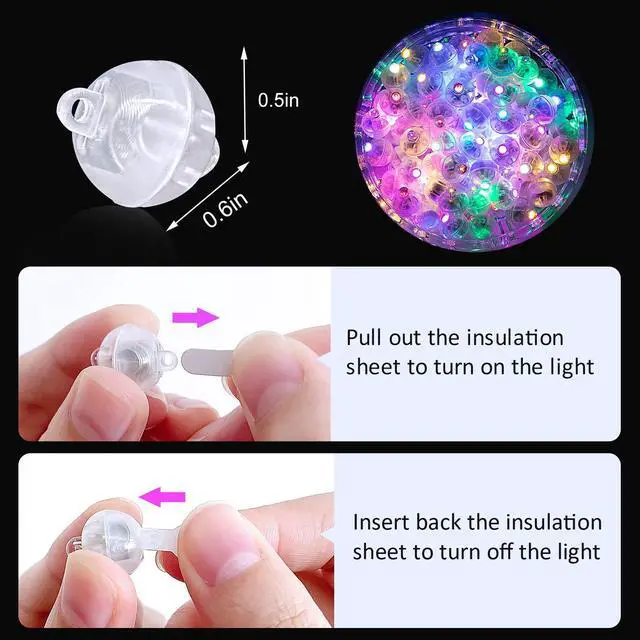 Alt view image 4 of 7 - 100PCs Colorful Balloon Lights Mini, Battery Powered, Long Standby Time Waterproof Tiny Led Round Flash Light for Paper Lantern Balloon Party Easter Eggs Wedding Christmas Halloween Decorations