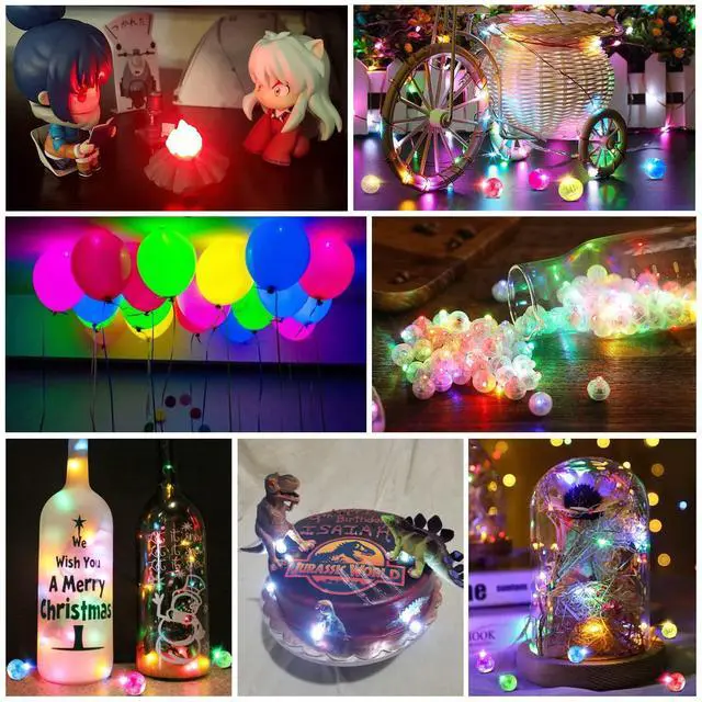 Alt view image 5 of 7 - 100PCs Colorful Balloon Lights Mini, Battery Powered, Long Standby Time Waterproof Tiny Led Round Flash Light for Paper Lantern Balloon Party Easter Eggs Wedding Christmas Halloween Decorations