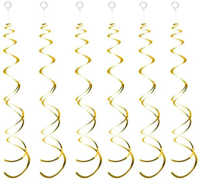 Main image of 30 Pieces Gold Hanging Swirl Decorations | Plastic Streamer Party Swirl Spiral Decorations for Ceiling, Wedding Baby Shower Birthday Party Supply