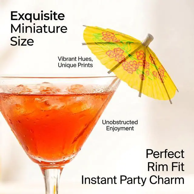 Alt view image 5 of 7 - Drink Umbrellas Cocktail Umbrellas - 50PCS Mini Paper Umbrellas | Umbrella Toothpicks for Cocktails, Colorful Cupcake Toppers, Decorations for Hawaiian Tropical Luau Party, Summer Pool Party