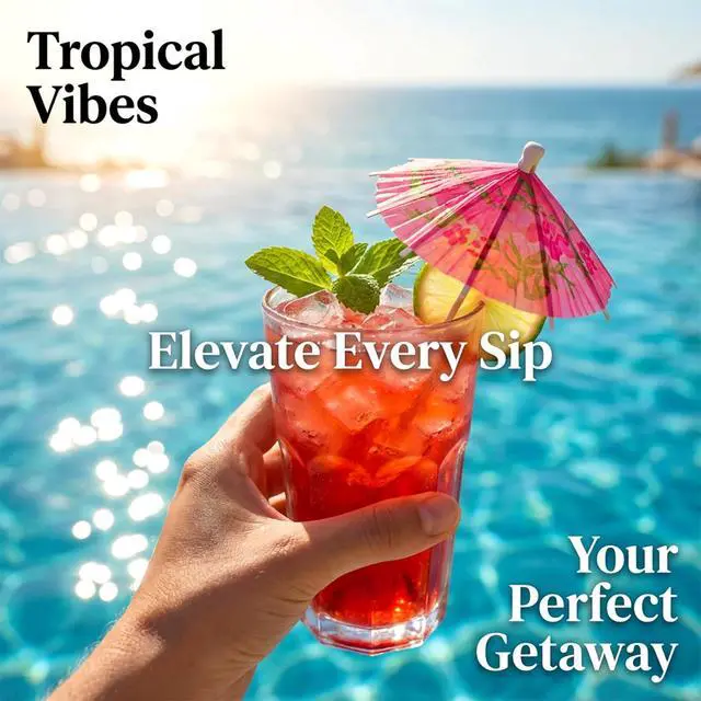 Alt view image 7 of 7 - Drink Umbrellas Cocktail Umbrellas - 50PCS Mini Paper Umbrellas | Umbrella Toothpicks for Cocktails, Colorful Cupcake Toppers, Decorations for Hawaiian Tropical Luau Party, Summer Pool Party