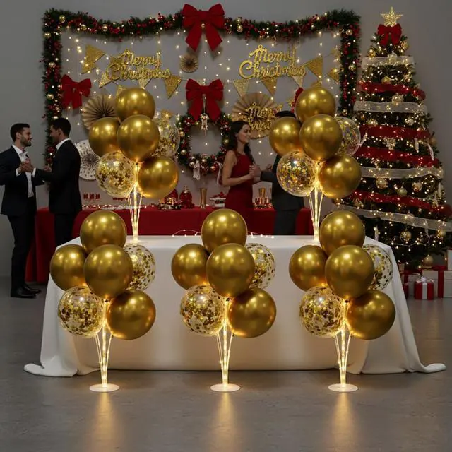 Alt view image 4 of 6 - 6 Sets LED Balloon Table Centerpieces for Party Decorations | with Pump, Light Up Balloon Centerpiece for Table, Balloon Stand Kit for Birthday, Wedding, and Christmas Decorations