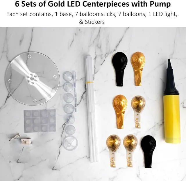 Alt view image 6 of 6 - 6 Sets LED Balloon Table Centerpieces for Party Decorations | with Pump, Light Up Balloon Centerpiece for Table, Balloon Stand Kit for Birthday, Wedding, and Christmas Decorations