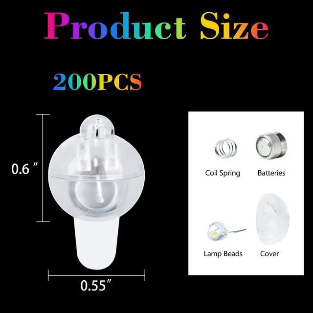 Alt view image 2 of 6 - 200Pcs Mini LED Ballon Lights Long Standby Time Waterproof Mini Light,Round Ball Lamp for Latex Balloon Paper Lantern Party Wedding Festival Christmas Halloween Decorative (Color)