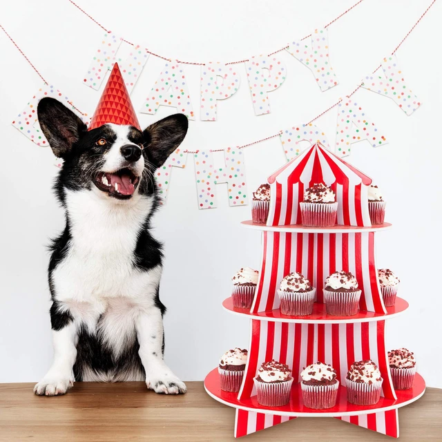 Alt view image 6 of 7 - 3 Tier Cupcake Foam Stand with Circus Carnival Tent Design for Desserts, Birthdays, Decorations