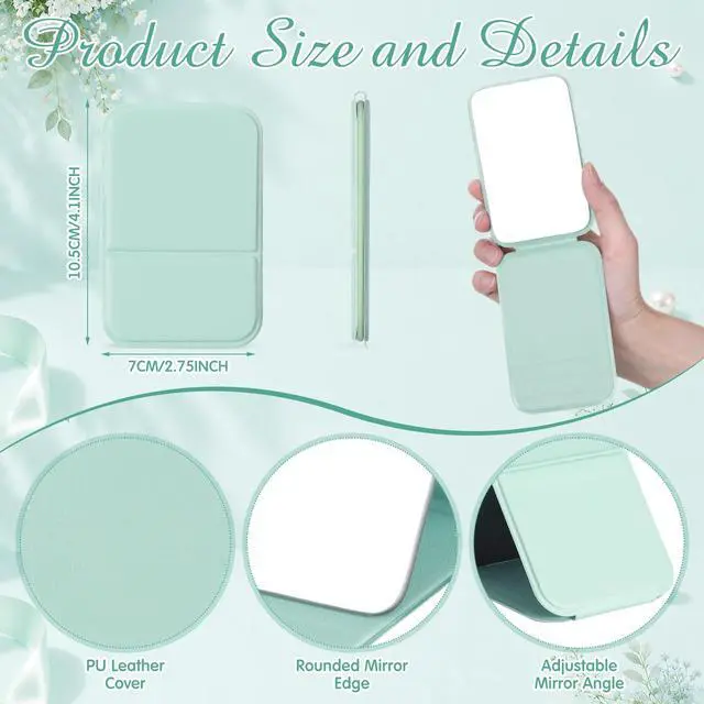 Alt view image 3 of 7 - 48 Pcs Teen Girls Party Favor Gift Set - Foldable Compact Mirrors Hair Claw Clips Scrunchies Organza Bags for Women Spa Sleepover Birthday Party Back to School Bridesmaid Gift (Green)