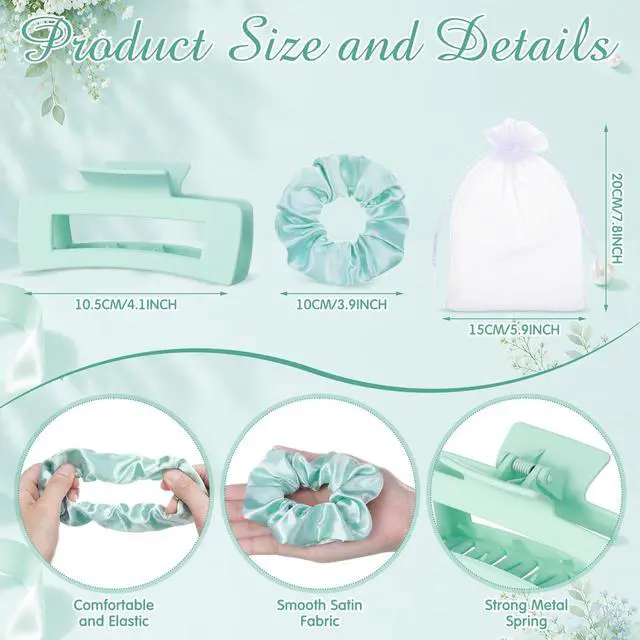Alt view image 4 of 7 - 48 Pcs Teen Girls Party Favor Gift Set - Foldable Compact Mirrors Hair Claw Clips Scrunchies Organza Bags for Women Spa Sleepover Birthday Party Back to School Bridesmaid Gift (Green)