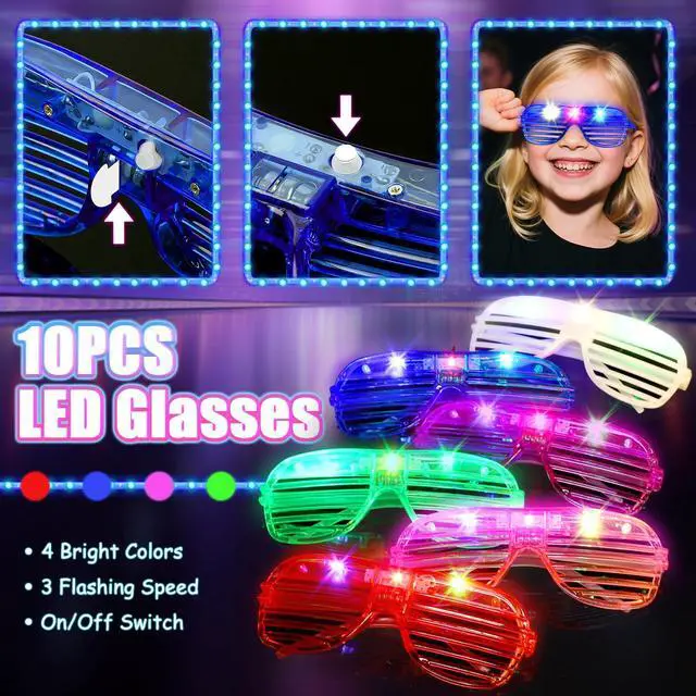 Alt view image 3 of 7 - 269PCS Glow in the Dark Party Supplies for Kid/Adults, 3-15 People | Led Light Up Toys Party Favors with Light Up Glasses ,Headband,Rings,100 Glow Sticks Bulk Party Pack DIY Neon Party