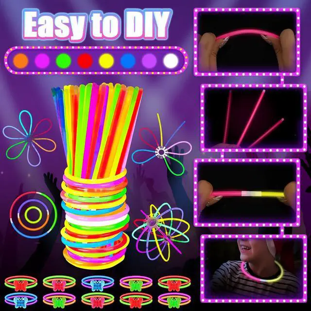 Alt view image 6 of 7 - 269PCS Glow in the Dark Party Supplies for Kid/Adults, 3-15 People | Led Light Up Toys Party Favors with Light Up Glasses ,Headband,Rings,100 Glow Sticks Bulk Party Pack DIY Neon Party