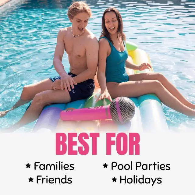 Alt view image 5 of 6 - Grab The Mic Poolside - Waterproof Karaoke Game For Family & Adult Fun | Sing With The Inflatable Mic, Waterproof Cards, 2-10 Players, Ages 8+. Perfect For Pool Parties, Beach Days And Holidays.