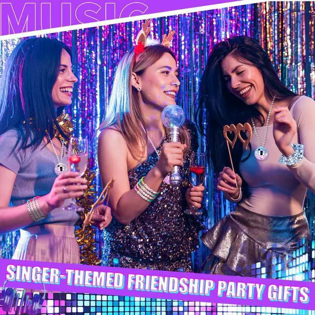 Alt view image 4 of 7 - 72 Pcs disco party favors Friendship Party Favors Singer Gift Sets | Include Bead Bracelets Disco Ball Heart Sunglasses Metallic Silver Hair Accessories Gift Bag for Fans Party Supplies