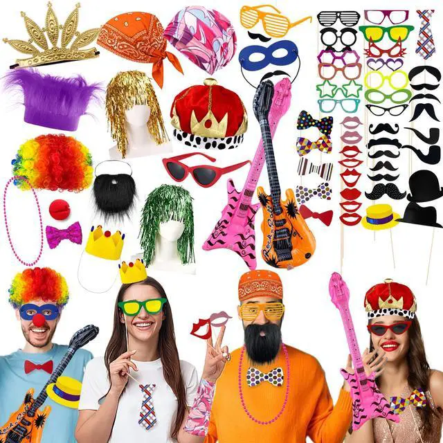 Main image of 61PCS Photo Booth Props Paper Plastic Funny Party Accessories Set | Props for Photo Booth Graduation Birthday Bachelorette All Occasions Party Decorations Selfie Supplies for Guests Teens