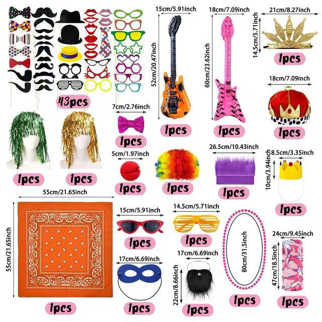 Alt view image 2 of 6 - 61PCS Photo Booth Props Paper Plastic Funny Party Accessories Set | Props for Photo Booth Graduation Birthday Bachelorette All Occasions Party Decorations Selfie Supplies for Guests Teens
