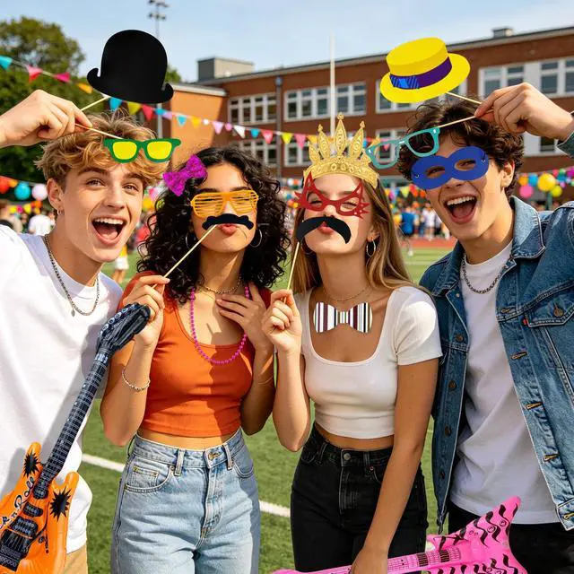 Alt view image 5 of 6 - 61PCS Photo Booth Props Paper Plastic Funny Party Accessories Set | Props for Photo Booth Graduation Birthday Bachelorette All Occasions Party Decorations Selfie Supplies for Guests Teens