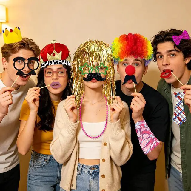 Alt view image 6 of 6 - 61PCS Photo Booth Props Paper Plastic Funny Party Accessories Set | Props for Photo Booth Graduation Birthday Bachelorette All Occasions Party Decorations Selfie Supplies for Guests Teens