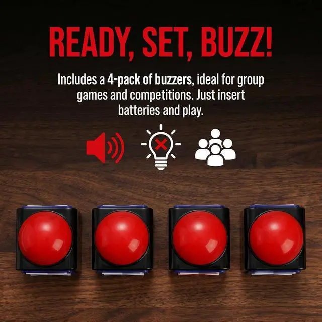 Alt view image 4 of 7 - 4 Pack Game Answer Buzzers, Light-Up Sound Buzzers for Quiz Trivia, Party Contest Buzzer Alarm Buttons, Interactive Response Device for Family Game Night, Adult Group Activities