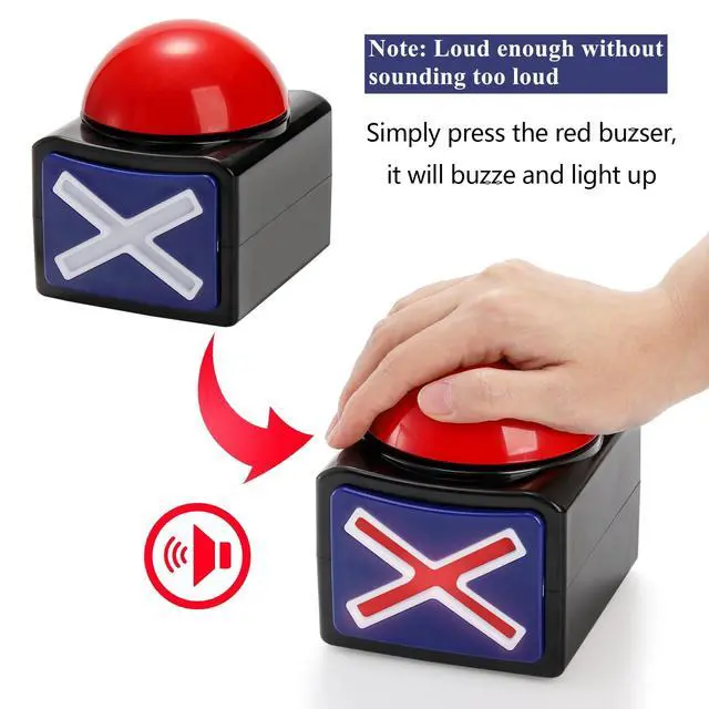 Alt view image 3 of 7 - 4 Pack Game Answer Buzzers, Light-Up Sound Buzzers for Quiz Trivia, Party Contest Buzzer Alarm Buttons, Interactive Response Device for Family Game Night, Adult Group Activities