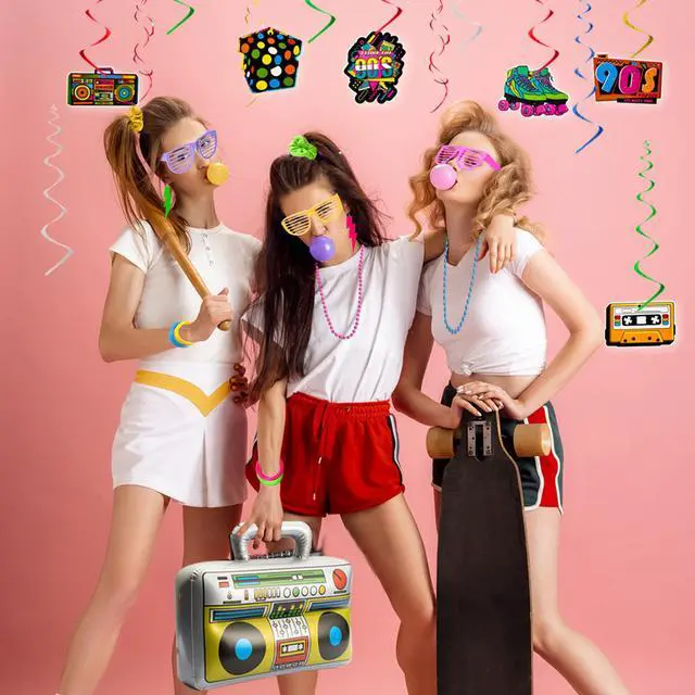 Alt view image 5 of 7 - 80s 90s Party Favors Birthday Supplies, Hip Hop Theme Gift Neon Earrings Glasses Gloves Necklace Slap Bracelet Neon Hair Scrunchies 80s 90s Party Decorations