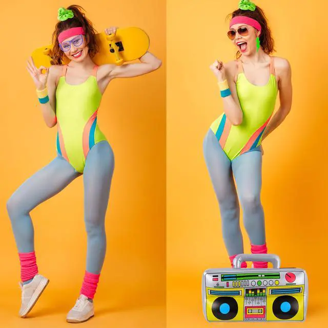Alt view image 4 of 7 - 80s 90s Party Favors Birthday Supplies, Hip Hop Theme Gift Neon Earrings Glasses Gloves Necklace Slap Bracelet Neon Hair Scrunchies 80s 90s Party Decorations