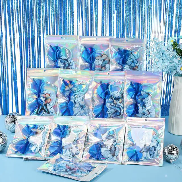 Alt view image 4 of 6 - 134 Pcs Kpop Disco Party Favors, Friendship Gift Set, Heart, Blue | Bracelets, Heart Sunglasses, Scrunchies, Clips, Stickers, Gift Bags, Party Favor Accessories for Birthdays and Y2k Fans